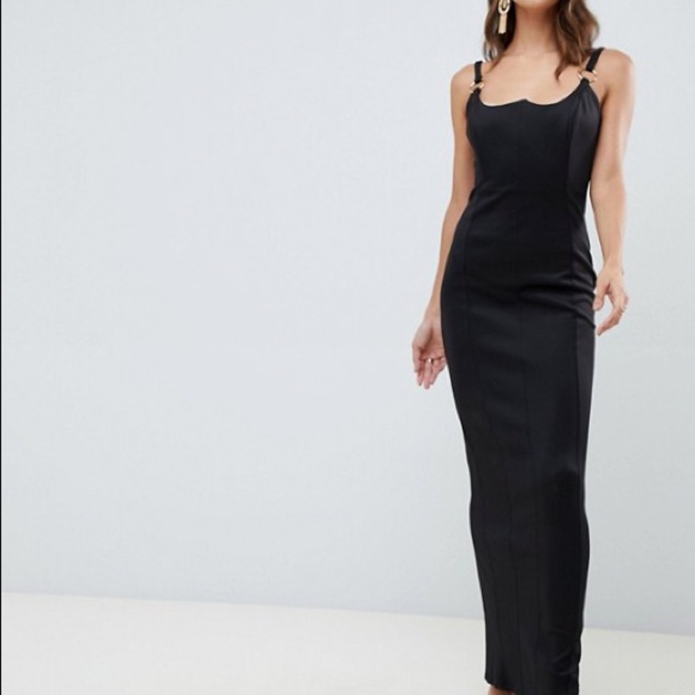 ASOS Long Black Ring Dress Size 2